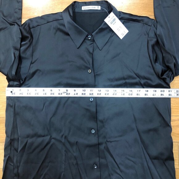 NEW Abercrombie & Fitch Long Sleeve Black Button Up Dress Blouse Size M - Picture 6 of 8
